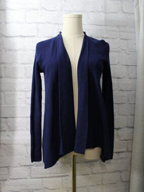 Attention Extra Small Navy Blue Open Front Ribbed Casual Cardigan Sweater